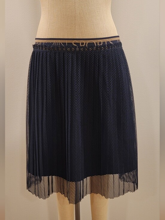 Marc Cain Dresses & Skirts - Marc Cain Navy Pleated Mesh Midi Skirt